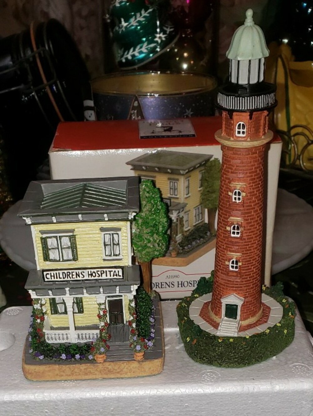 Small Christmas Village Lot Of Two (2)